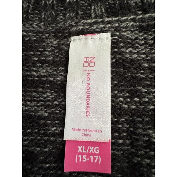 No Boundaries Christmas Sweater Cat Santa Hat Snowflake Holiday Size L 15-17 - Picture 8 of 9